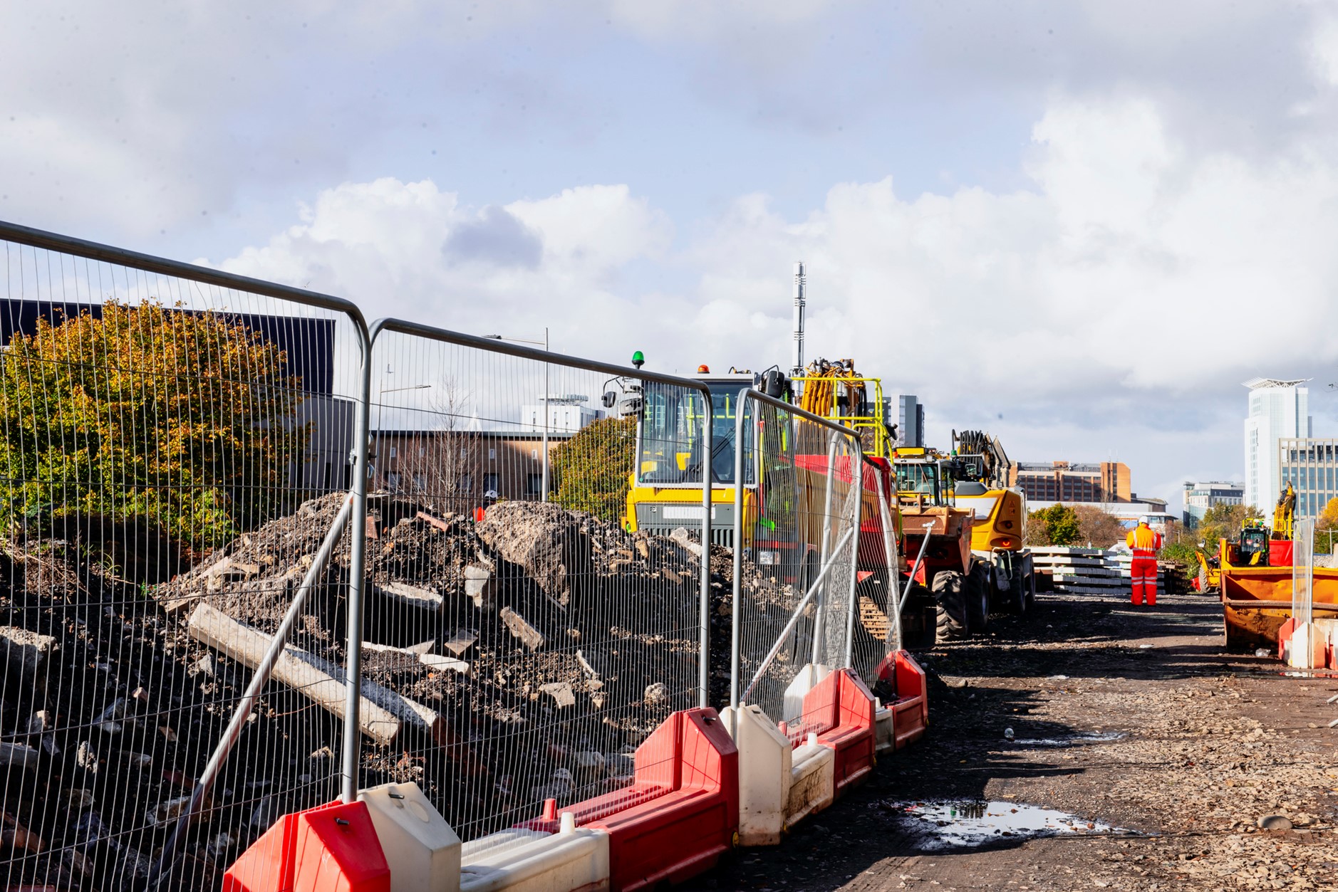 Construction site with plastic infrastructure