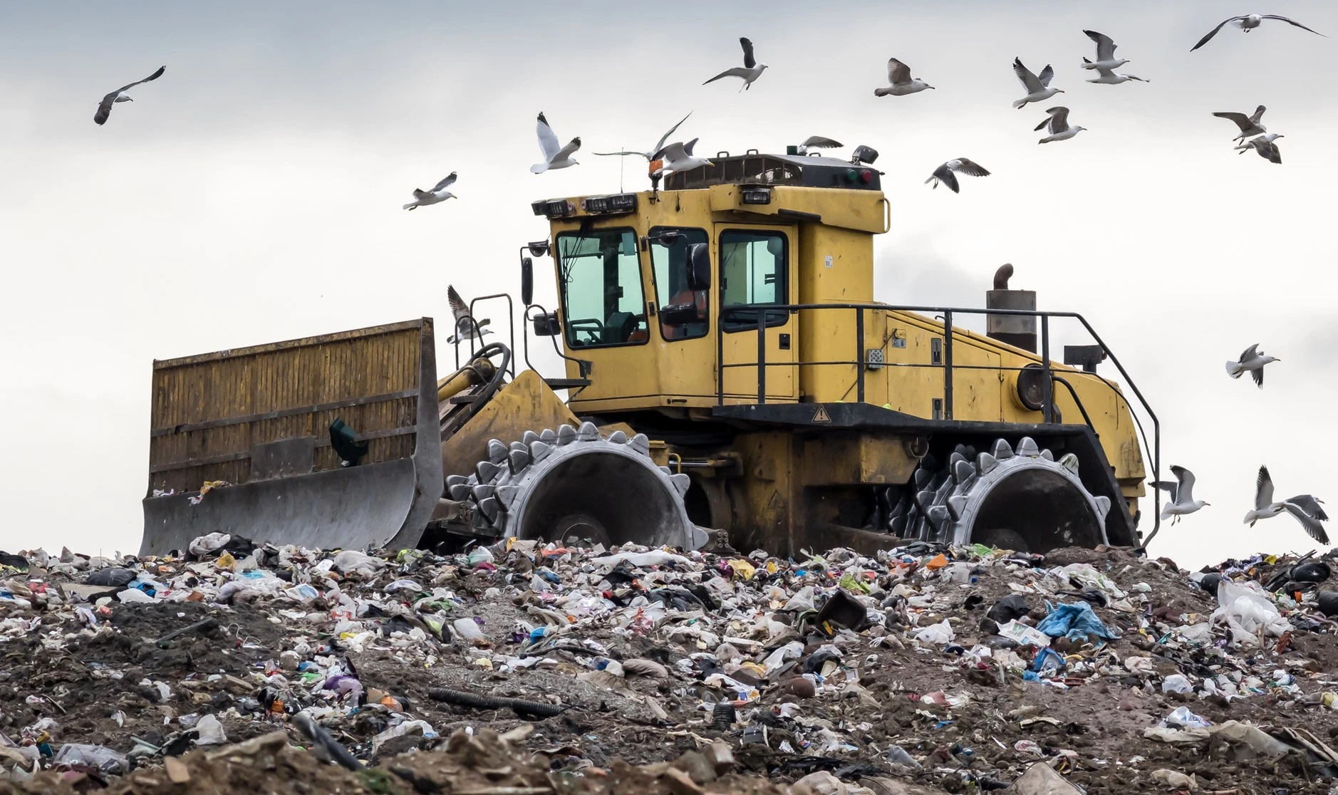 Landfill site with plastic waste