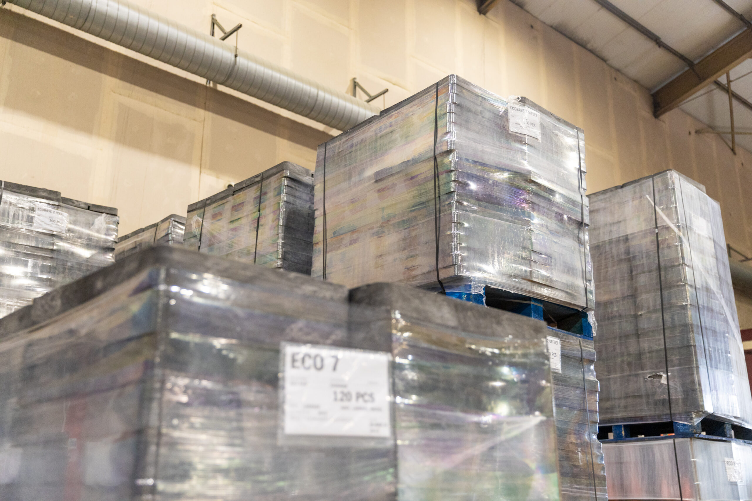 Plastic products on pallets ready to be shipped
